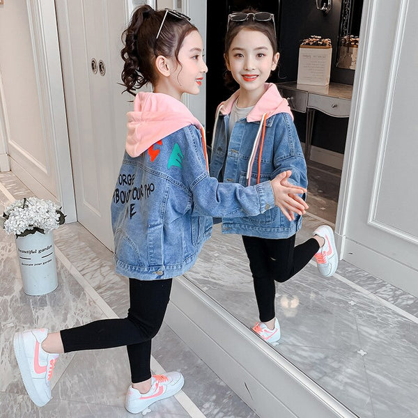 2023 Baby Girls Denim Jacket Cardigan Coat Kids Jean Outwear Butterfly  Embroidery Sequins Girls Children Clothing